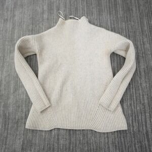 Max Studio Sweater Women 100% 2 Ply Cashmere Beige Turtleneck Pullover Medium